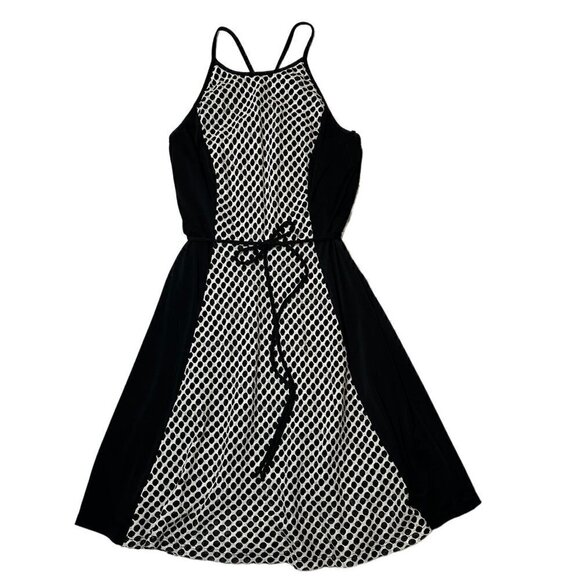 DR Collection Halter Style Size 8 Black with Cream Crochet Insert Dress - Picture 1 of 4